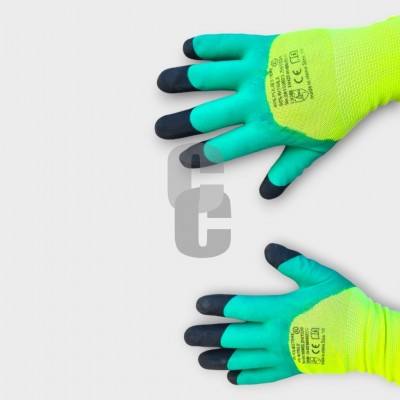 Ръкавици работни двупластови Синьо - Зелени